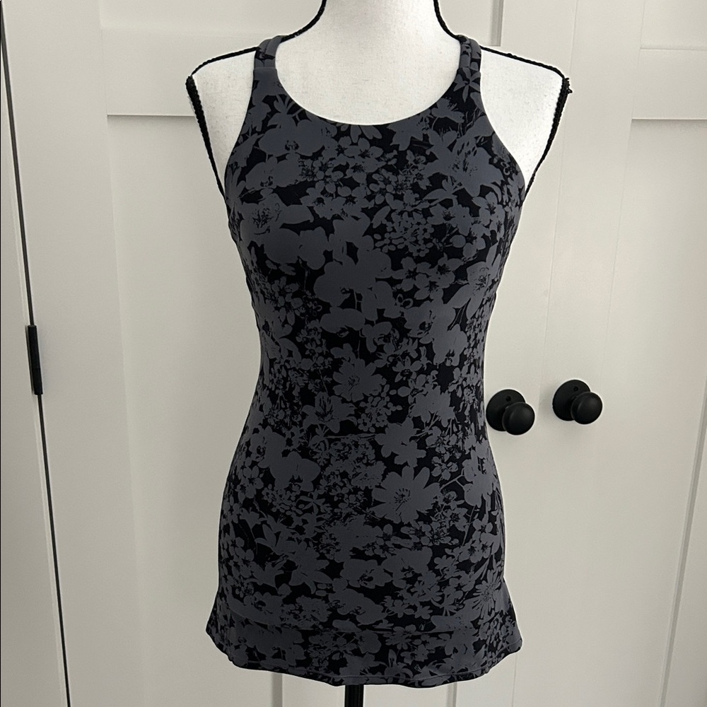 lululemon athletica Black Floral Racerback Long Tank
